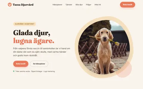 Exempel: hemsidan för Tassa Djurvård